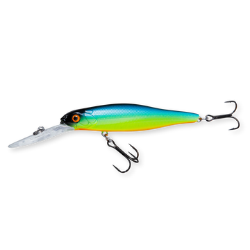 Beastly Diver Sunshine is a jerkbait that performs best in sunshine – the colour is highly visible and attracts fish in surface water.