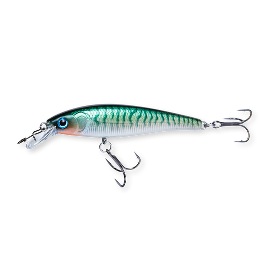 Beastly Minnow Finesse Stickleback ist ein Jerkbait, das einen Stichling nachahmt – eine ausgezeichnete Farbe fürs Schärenangeln in klarem Wasser.