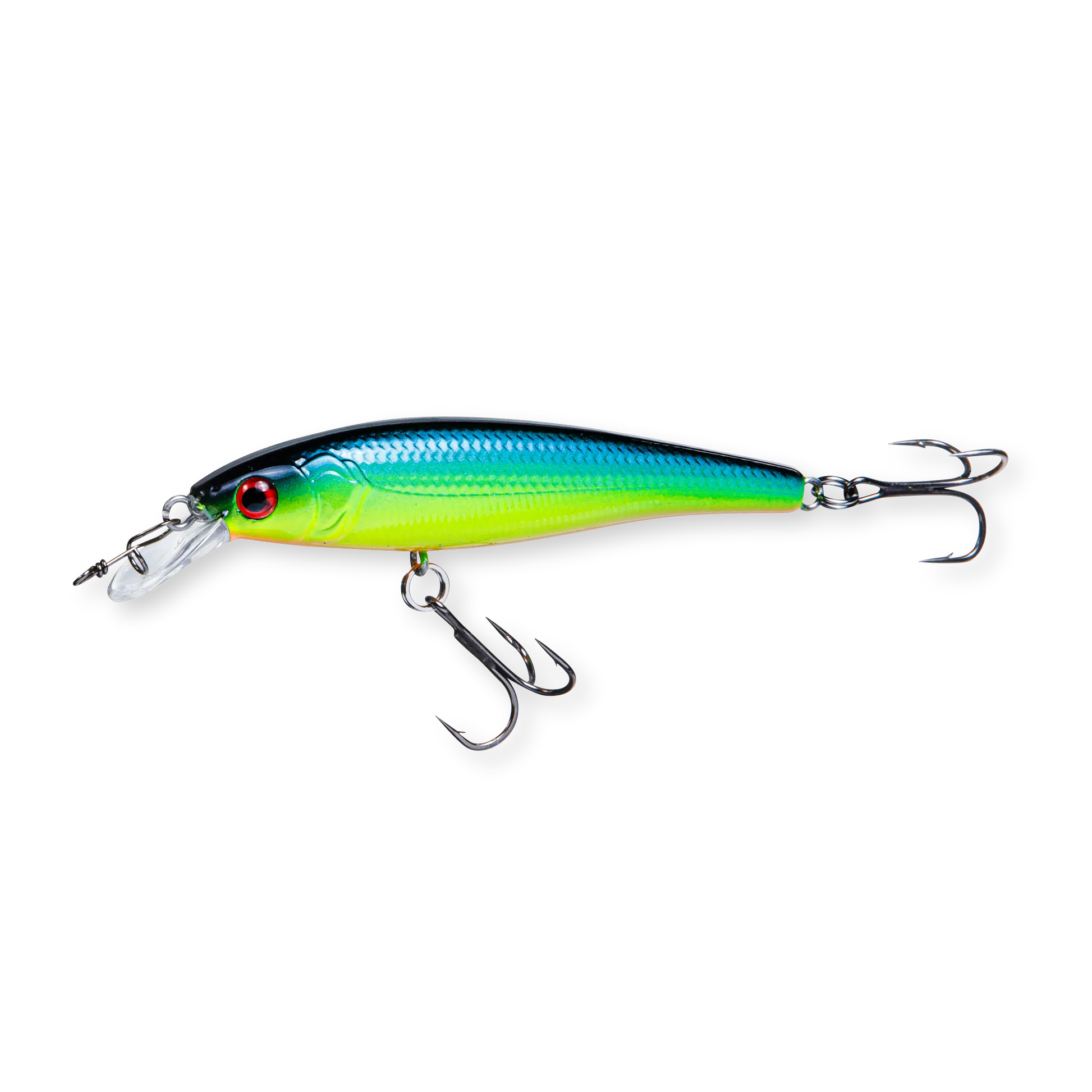 Beastly Minnow Finesse Sunshine ist ein Jerkbait, das bei Sonnenschein am besten zur Geltung kommt – die Farbe ist gut sichtbar und lockt Fische im Oberflächenwasser.