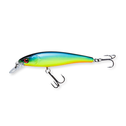 Beastly Minnow Sunshine ist ein Jerkbait, das bei Sonnenschein am besten zur Geltung kommt – die Farbe ist gut sichtbar und lockt Fische im Oberflächenwasser.