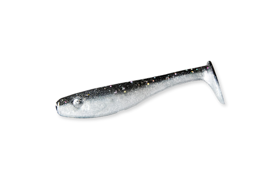 RenzShad Perch Black Star Gummiköder ist eine dunkle Silhouettenfarbe, die sich beim Winterangeln in tiefem Wasser hervorragend bewährt.